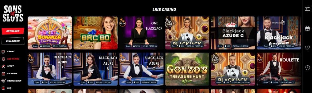 CasinoGarten.com Test Sons of Slots 2022 Bildschirmfoto live casino