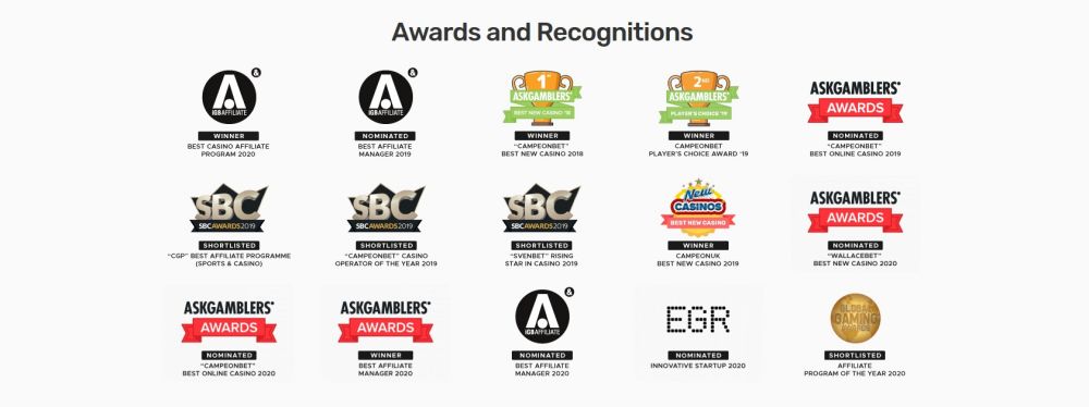 CasinoGarten.com Campeon Gaming Casino awards